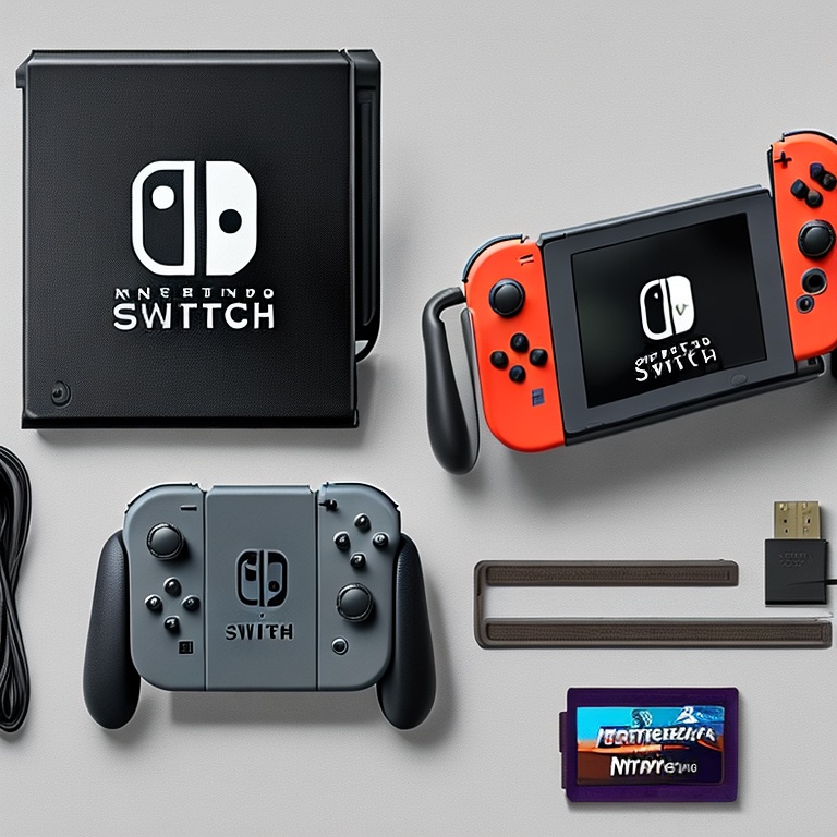 Nintendo Switch junto con varios accesorios y juegos.